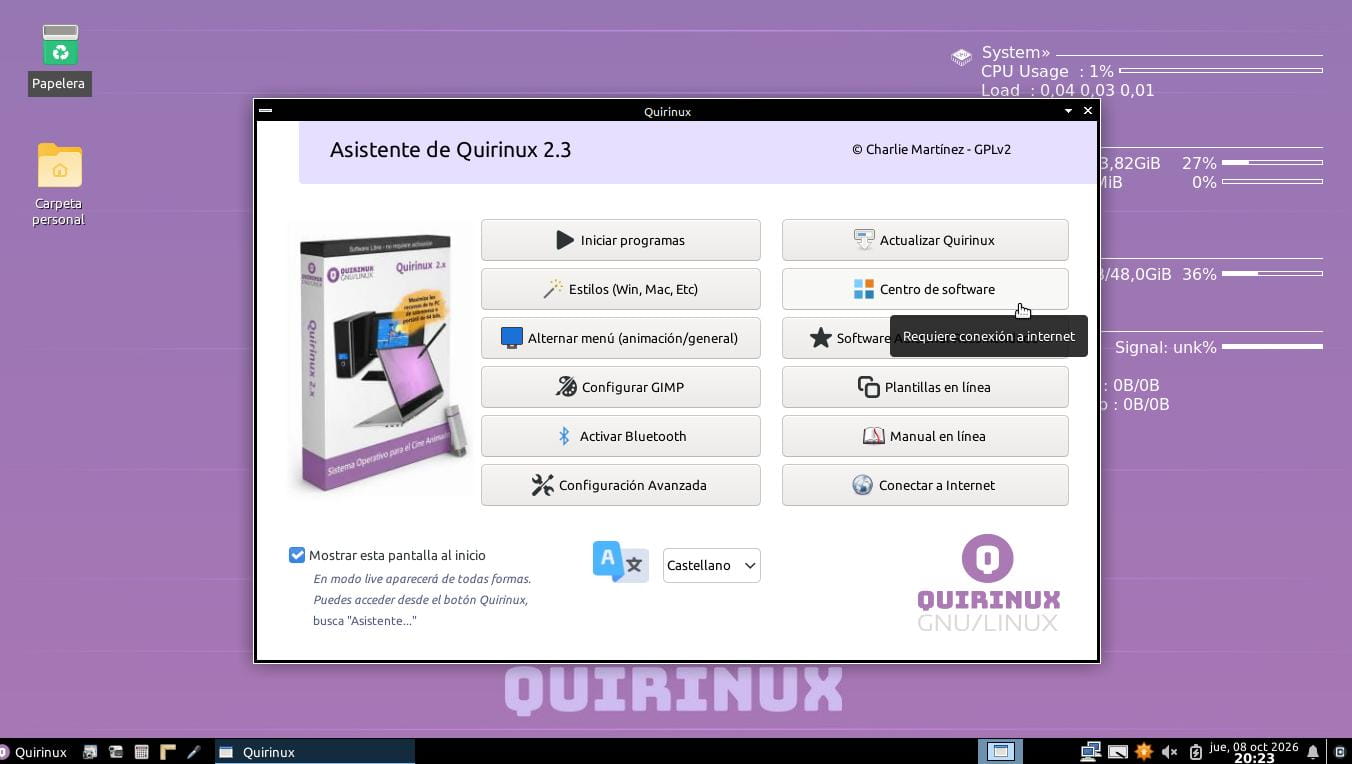 Asistente de Quirinux 2.3 > Centro de Software