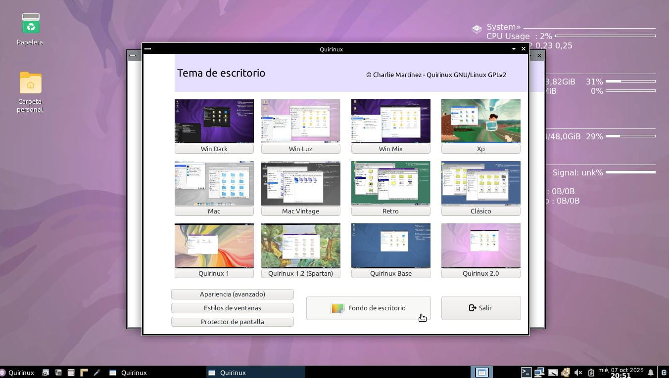Tema de escritorio de Quirinux > Fondo de escritorio