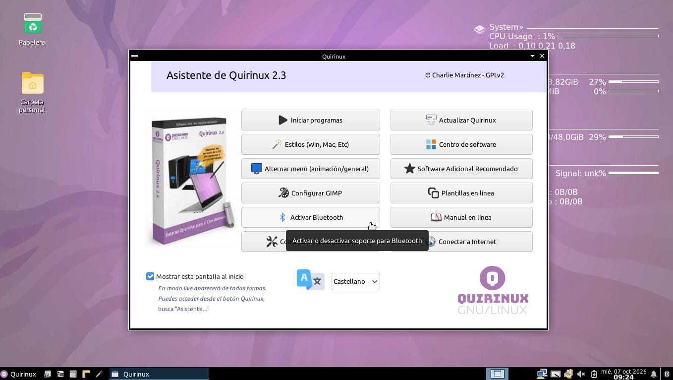 Asistente de Quirinux 2.3 > Activar Bluetooth en Quirinux