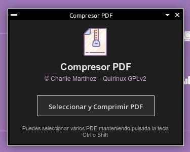 Compresor PDF de un sólo boton en Quirinux