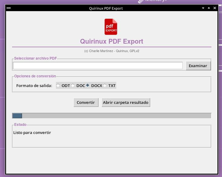 Quirinux PDF Export: Extraer texto de un PDF.