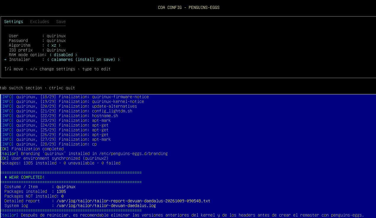 Penguins Eggs de Piero Proietti, la herramienta utilizada para crear Quirinux