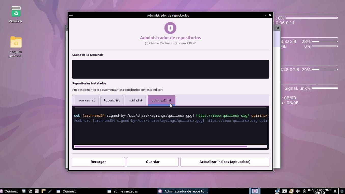 Administrador de repositorios APT de Quirinux